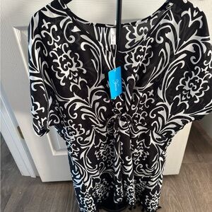 Amazon Black and White Floral swimsuit coverup